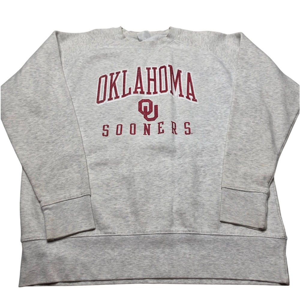 Knights Apparel Oklahoma Sooners Sweatshirt Mens Large Gray OU Pullover Raglan